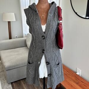 2000s Joie California 50% Cashmere 50% Wool Button Front Cardigan Hooded Size L